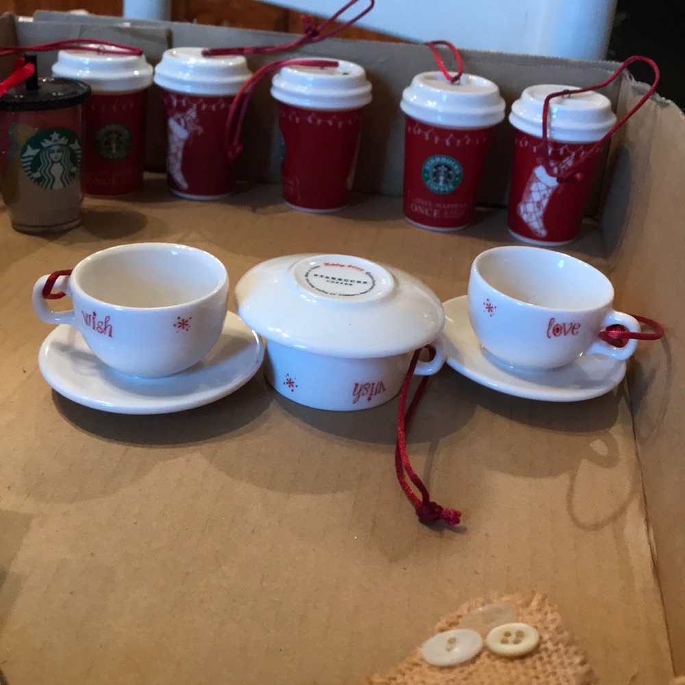 2005 Starbucks Coffee Tea Espresso Cups Ornaments Collectable Rare Hard to Find!